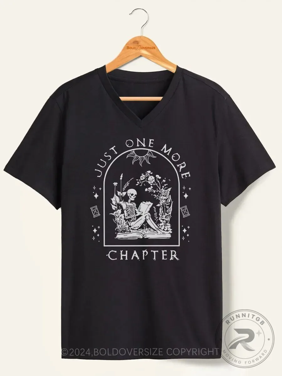 Just One More Chapter Skeleton Reading Book Lover V-Neck T-Shirt