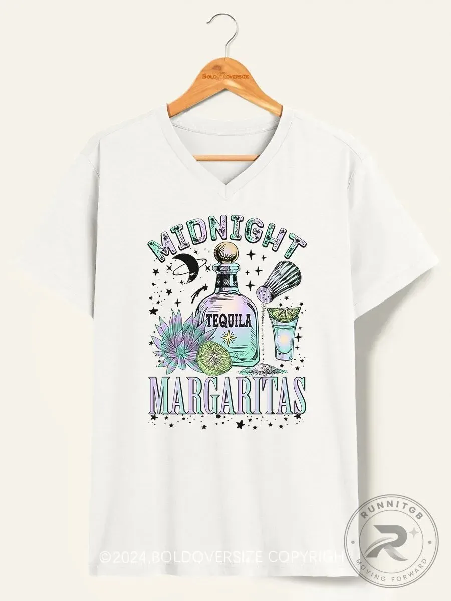 Midnight Tequila Margaritas Cocktail Drink V-Neck T-Shirt