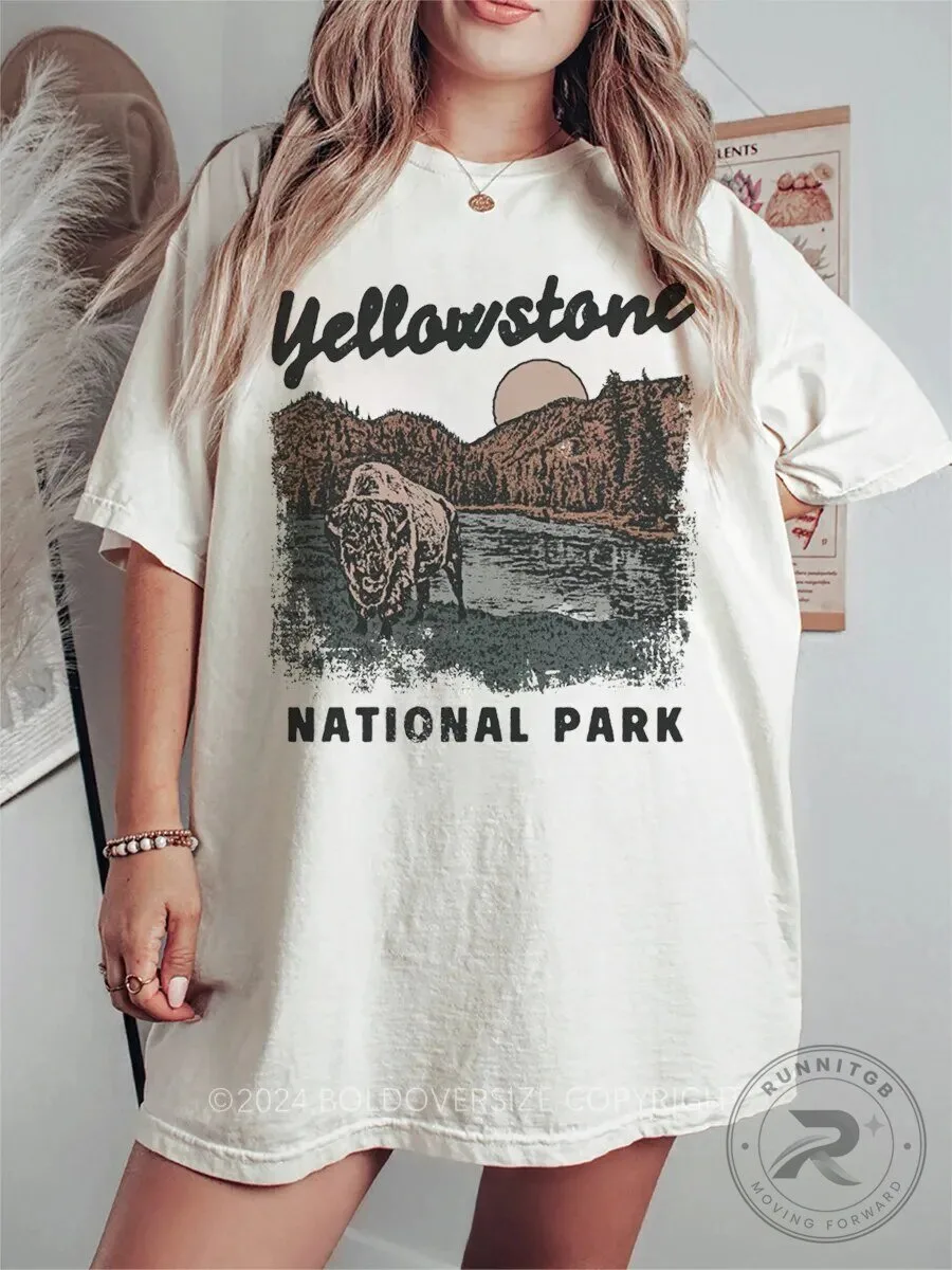 Yellowstone National Park Bison Scenic Landscape Graphic T-Shirt 1 Yellowstone National Park Bison Scenic Landscape Graphic T-Shirt